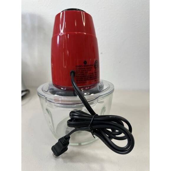 Red Cooks Essentials Glass Bowl Food Chopper Model K49734 172 000/ 120v 300w - Picture 3 of 8